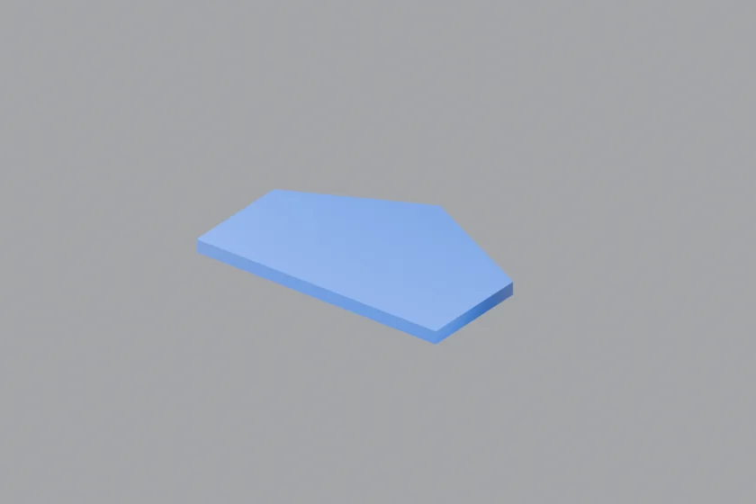 Blender render of the supplied closed house outline after extrusion into a shallow solid.